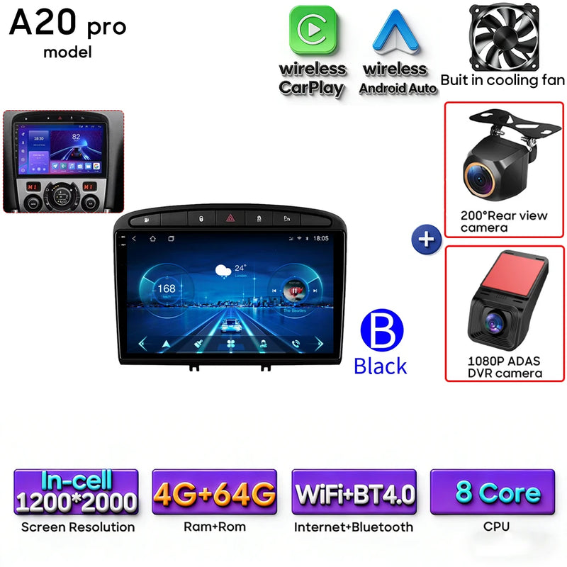 Autoradio CarPlay Peugeot 308, RCZ et 408 – Écran 9 pouces, Android 16, vue 16