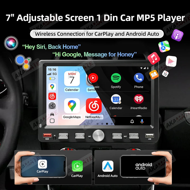 Autoradio CarPlay 1 DIN Universel – Écran 7 Pouces Réglable, Sans Fil, vue 4