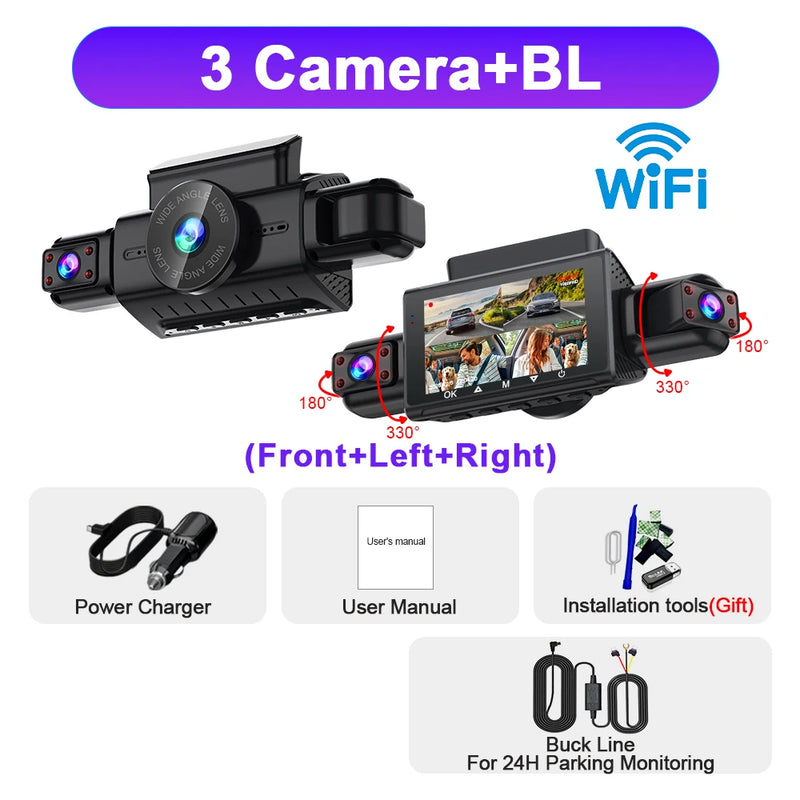Dashcam 4 Voies Wi-Fi à Écran 3 Pouces – Avant 1080P, Caméras Latérales Infrarouges, vue 19