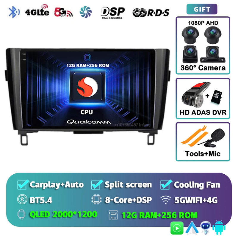 Autoradio CarPlay Nissan Qashqai J11 et X-Trail T32 (2014-2020) – Écran QLED, jusqu'à 16 Go + 512 Go, vue 19