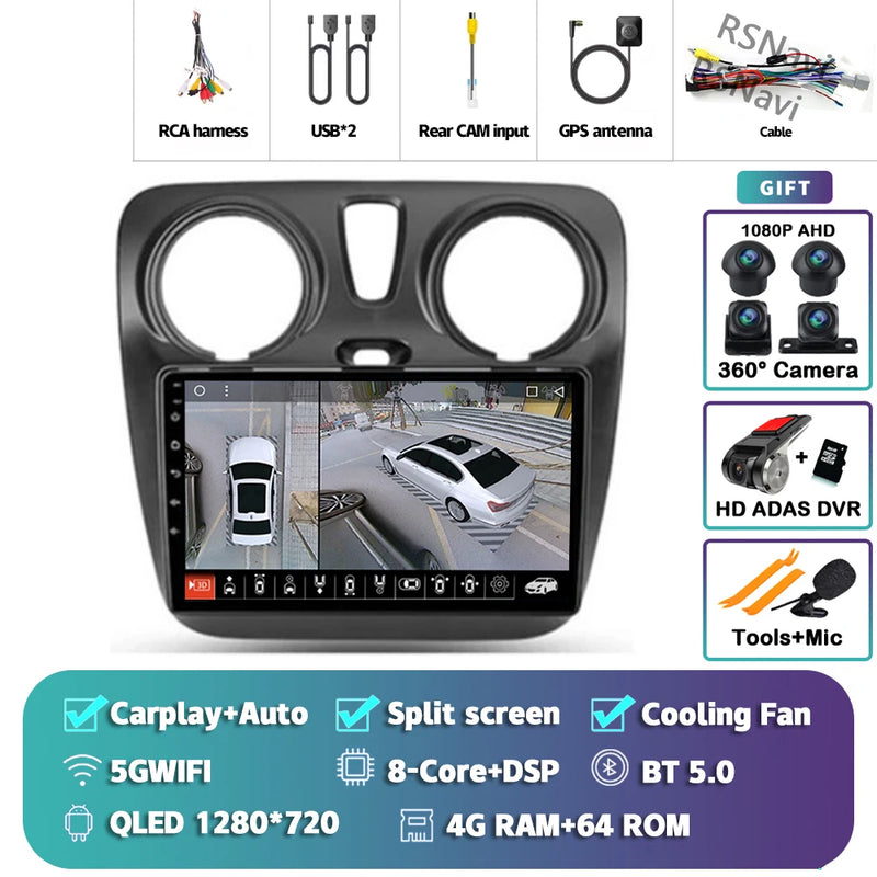 Autoradio CarPlay Renault Lodgy et Dacia Dokker (2012-2021) – Écran 9 pouces, Android 16, vue 26