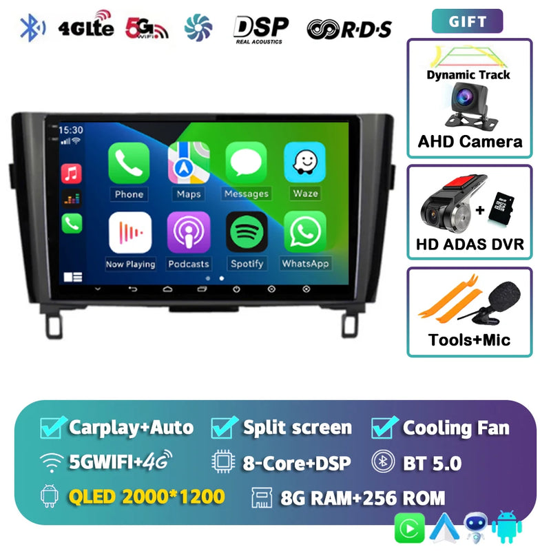 Autoradio CarPlay Nissan Qashqai J11 et X-Trail T32 (2014-2020) – Écran QLED, jusqu'à 16 Go + 512 Go, vue 13