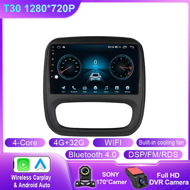 Autoradio CarPlay Renault Trafic 3 (2014-2021) et Opel Vivaro B (2014-2018) – Écran 9 pouces, jusqu'à 12 Go + 256 Go, vue 45