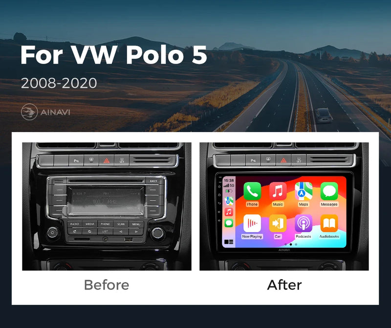 Autoradio CarPlay Volkswagen Polo 5 (2008-2020) – Écran 9 pouces, sans fil, jusqu'à 8 Go + 256 Go, vue 7