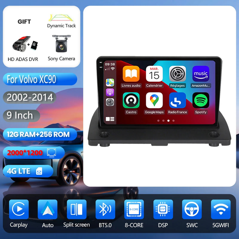 Autoradio CarPlay Volvo XC90 (2002-2014) – Écran 9 pouces, jusqu'à 16 Go + 256 Go, vue 31