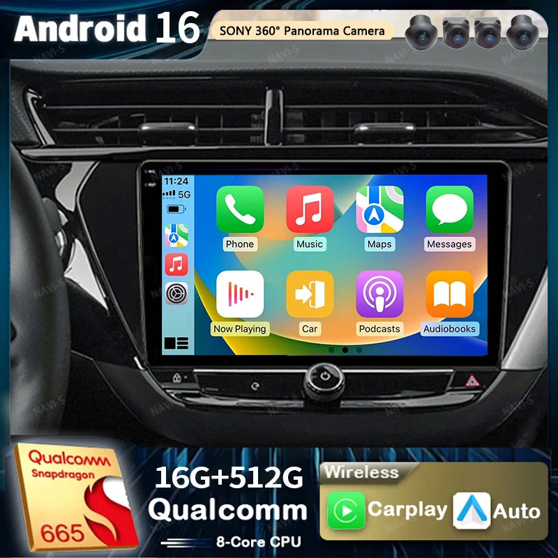 Autoradio CarPlay Opel Corsa F (2019-2023) – Écran 9 pouces, jusqu'à 12 Go + 256 Go