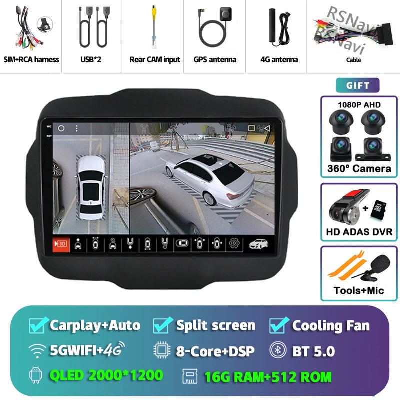 Autoradio CarPlay Jeep Renegade (2016-2020) – Écran 9 pouces, jusqu'à 16 Go + 512 Go, vue 37