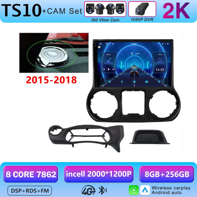 Autoradio CarPlay Jeep Wrangler JK (2011-2018) – Écran 9 pouces sans fil, jusqu'à 12 Go + 256 Go, vue 24