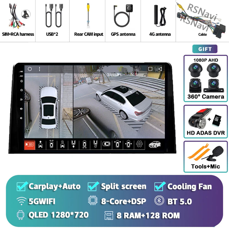 Autoradio CarPlay Citroën Berlingo, Peugeot Partner et Opel Combo (2019-2020) – Écran 9 pouces, Android 16, jusqu'à 16 Go + 512 Go, vue 41