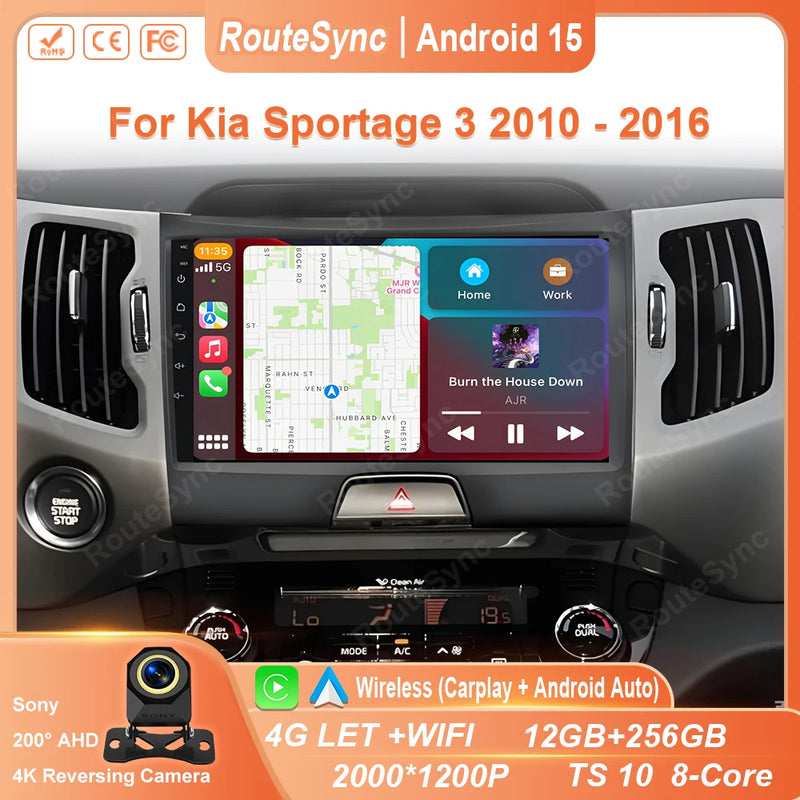 Autoradio CarPlay Kia Sportage 3 SL (2010-2016) – Écran QLED 9 pouces, jusqu'à 12 Go + 256 Go