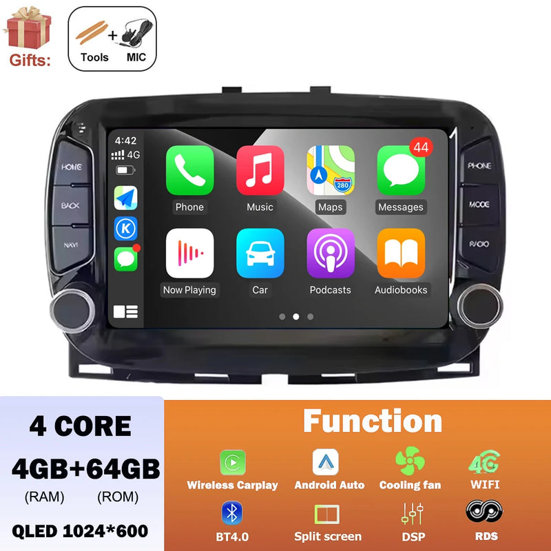 Autoradio CarPlay Fiat 500 (2016-2019) – Écran 7 pouces QLED, jusqu'à 8 Go + 256 Go, vue 30