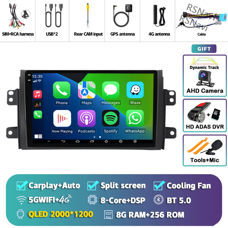 Autoradio CarPlay Suzuki SX4 (2006-2013) – Écran 9 pouces sans fil, jusqu'à 12 Go + 256 Go, vue 41
