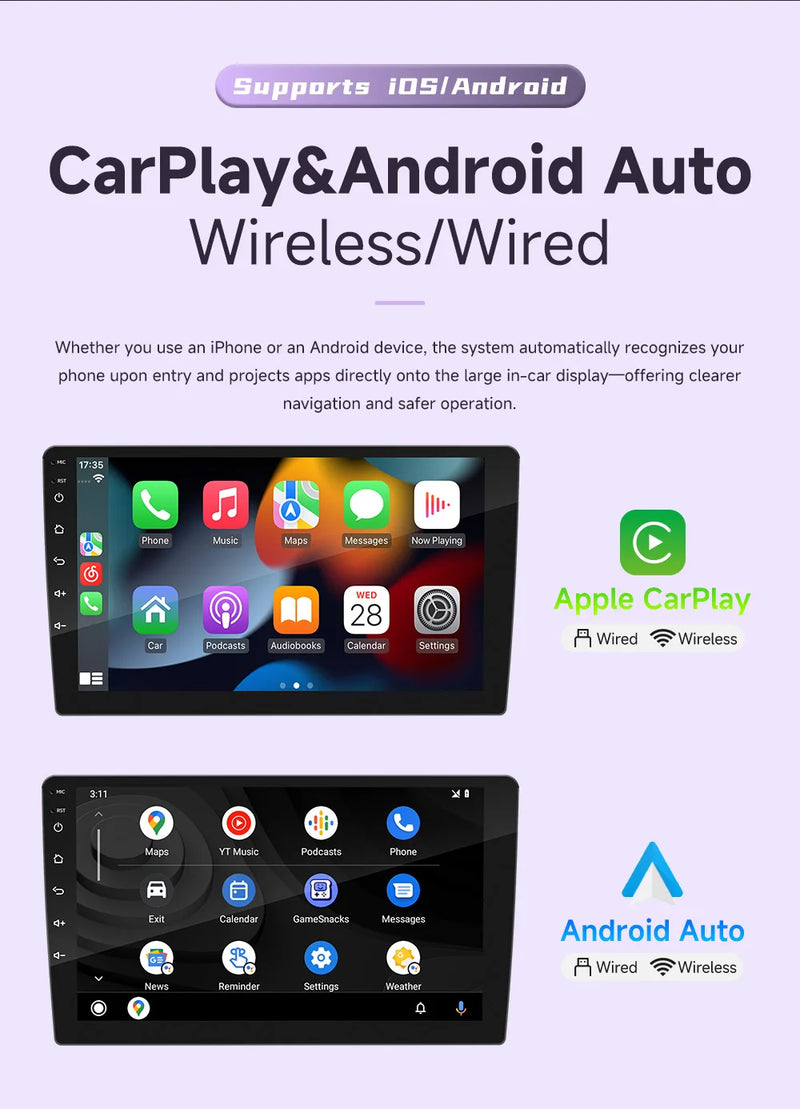 Autoradio CarPlay 2 DIN Universel – Écran 9 ou 10,1 Pouces, Filaire, Caméra en Option, vue 12