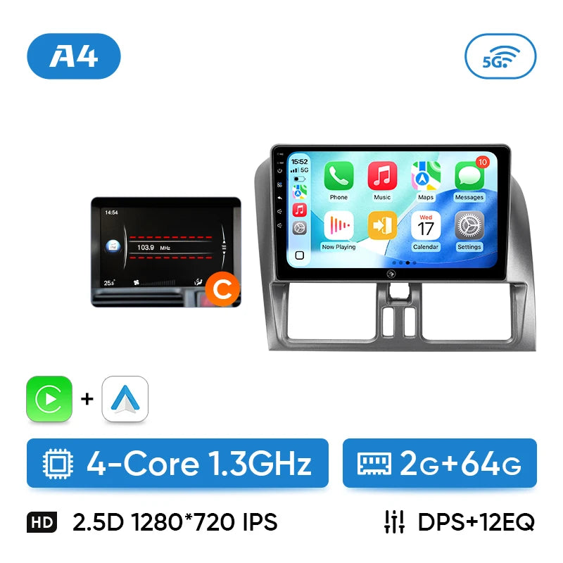 Autoradio CarPlay Volvo XC60 (2008-2017) – Écran 9 pouces, Android 13, vue 10