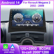 Autoradio CarPlay Renault Mégane 2 (2002-2009) – Écran 9 pouces, option écran 2K, jusqu'à 12 Go + 256 Go