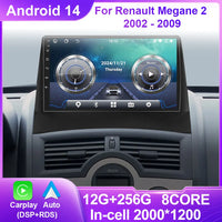Autoradio CarPlay Renault Mégane 2 (2002-2009) – Écran 9 pouces, option écran 2K, jusqu'à 12 Go + 256 Go