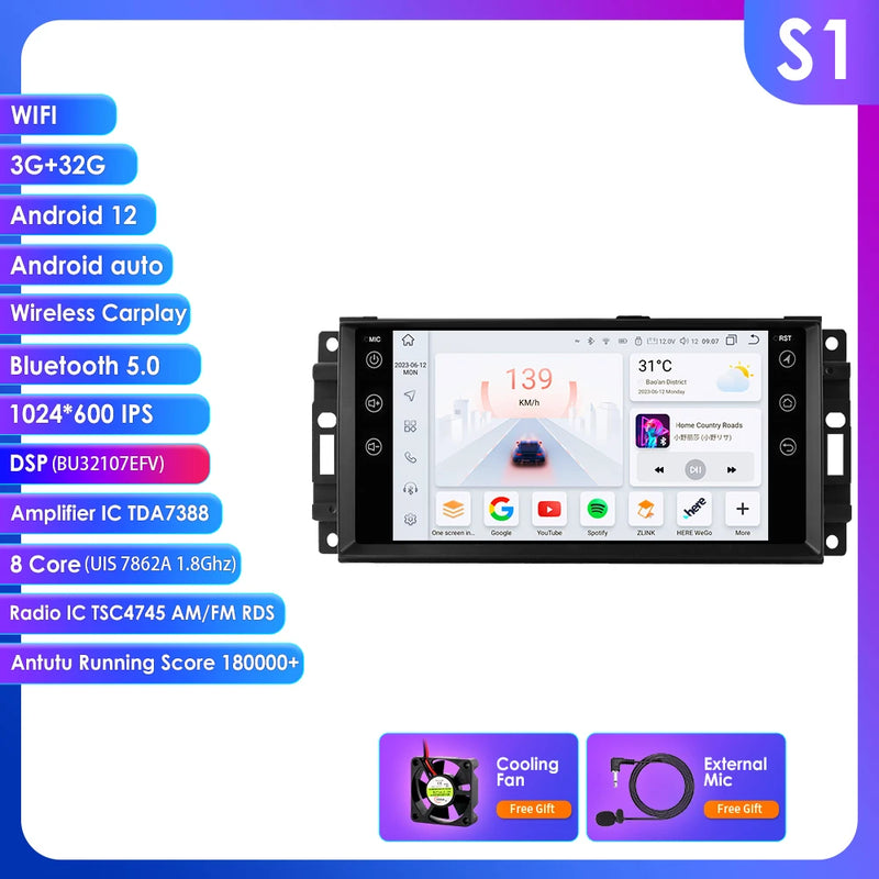Autoradio CarPlay Jeep, Chrysler et Dodge (2005-2015) – Écran 7 pouces, jusqu'à 8 Go + 128 Go, vue 15