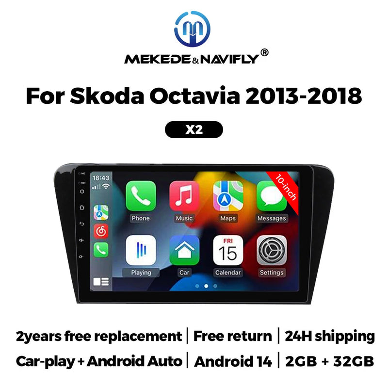 Autoradio CarPlay Skoda Octavia 3 A7 (2013-2018) – Écran 10 pouces, jusqu'à 2 Go + 32 Go, vue 2