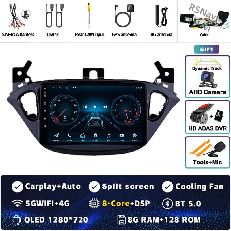 Autoradio CarPlay Opel Corsa E (2014-2019) et Adam (2013-2016) – Écran 9 pouces 2K, jusqu'à 12 Go + 256 Go, vue 12