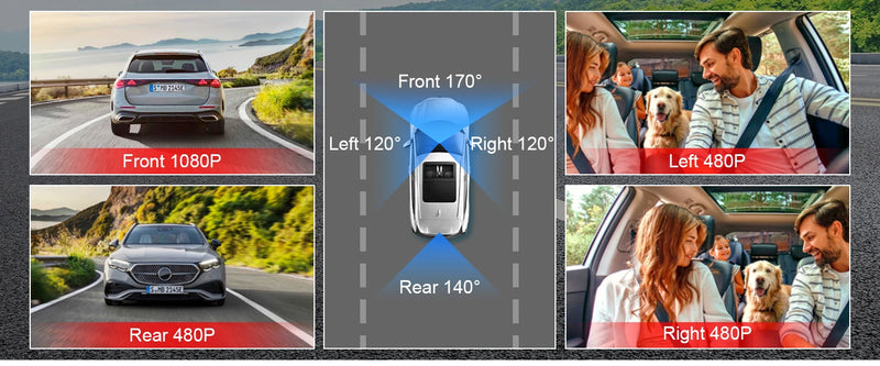 Dashcam 4 Voies Wi-Fi à Écran 3 Pouces – Avant 1080P, Caméras Latérales Infrarouges, vue 11
