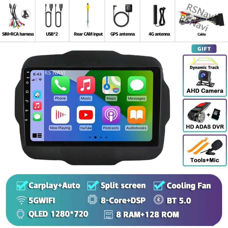 Autoradio CarPlay Jeep Renegade (2016-2020) – Écran 9 pouces, jusqu'à 16 Go + 512 Go, vue 51