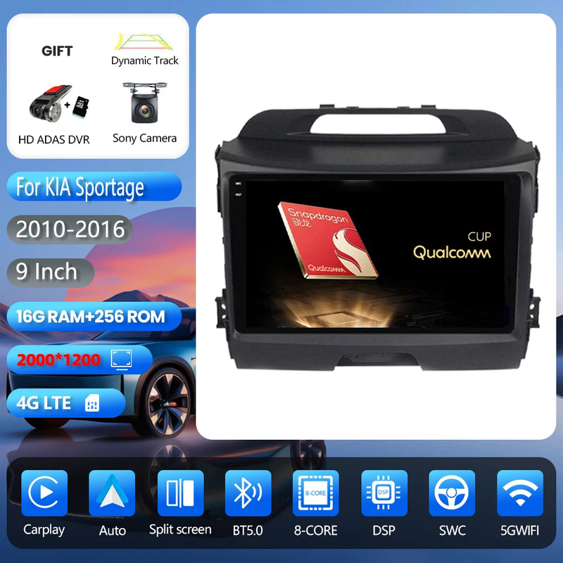 Autoradio CarPlay Kia Sportage 3 (2010-2016) – Écran 9 pouces, jusqu'à 16 Go + 256 Go, vue 20