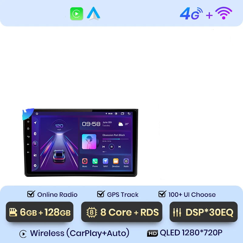 Autoradio Android Audi A4 – CarPlay sans fil B6 (2000–2009)