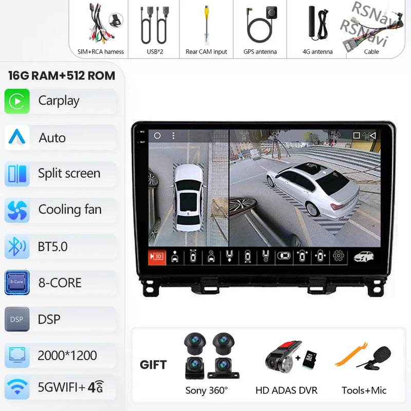 Autoradio CarPlay Honda Jazz 4 et Fit 4 (2020-2022) – Écran QLED, jusqu'à 16 Go + 512 Go, vue 24