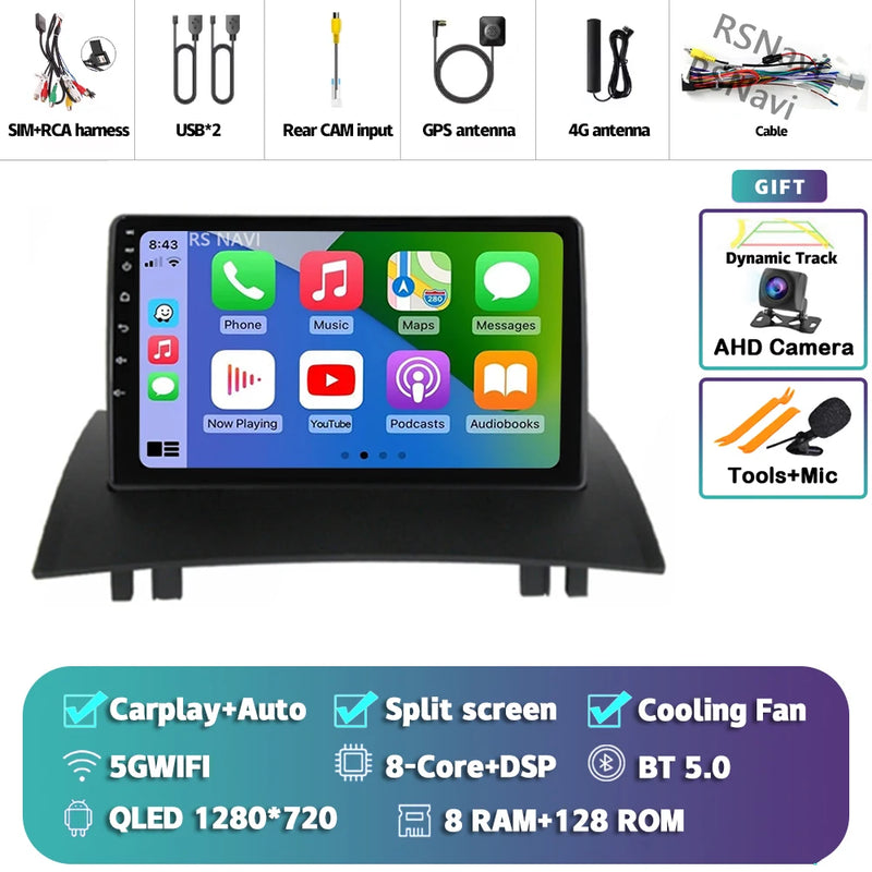Autoradio CarPlay Renault Mégane 2 (2002-2009) – Écran 9 pouces, jusqu'à 16 Go + 512 Go, vue 28
