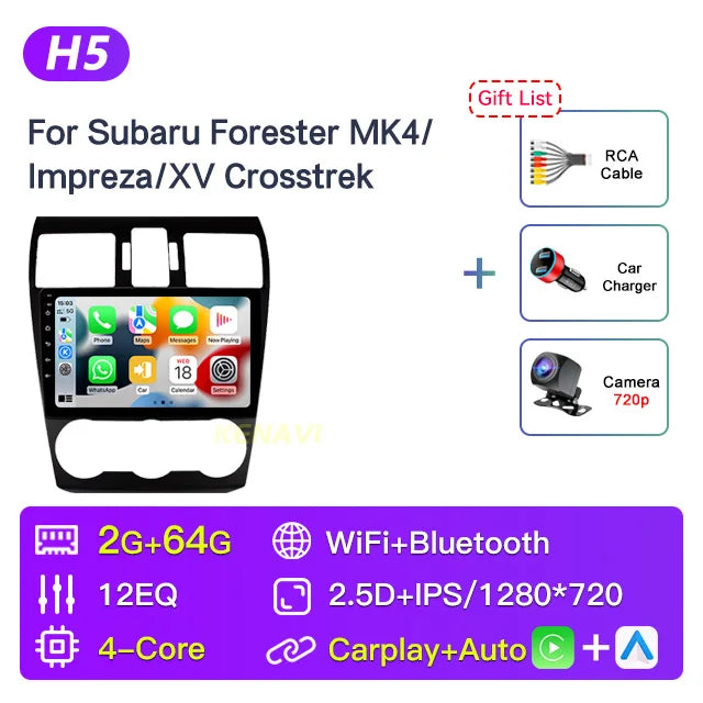 Autoradio CarPlay Subaru Forester MK4, Impreza et XV Crosstrek (2012-2014) – Écran IPS 9 pouces, vue 28