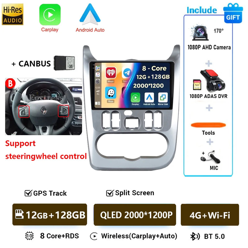 Autoradio CarPlay Dacia Logan 1 et Sandero (2009-2015) – Écran 9 pouces, jusqu'à 12 Go + 128 Go, vue 52