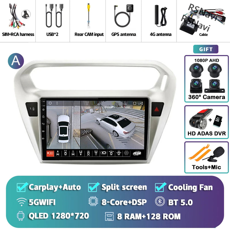 Autoradio CarPlay Peugeot 301 et Citroën C-Elysée (2012-2016) – Écran QLED, Android 16, vue 37