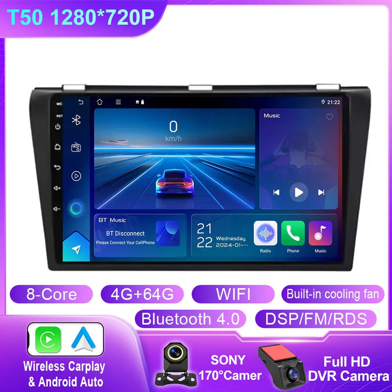 Autoradio CarPlay Mazda 3 (2004-2009) – Écran 9 pouces sans fil, 4G, jusqu'à 12 Go + 256 Go, vue 13
