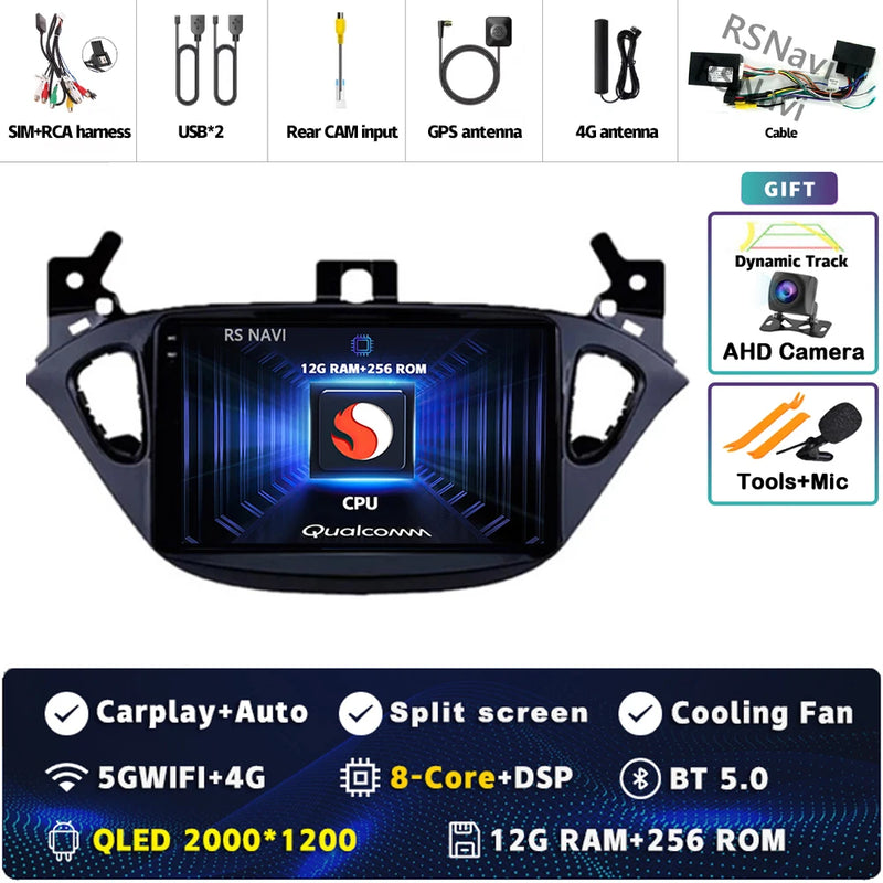 Autoradio CarPlay Opel Corsa E (2014-2019) et Adam (2013-2016) – Écran 9 pouces 2K, jusqu'à 12 Go + 256 Go, vue 21