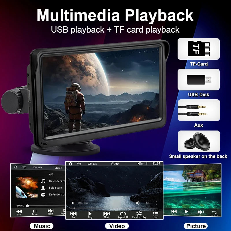 Écran CarPlay Portable Universel 7 Pouces – Ventouse ou Socle, Caméra de Recul, vue 15