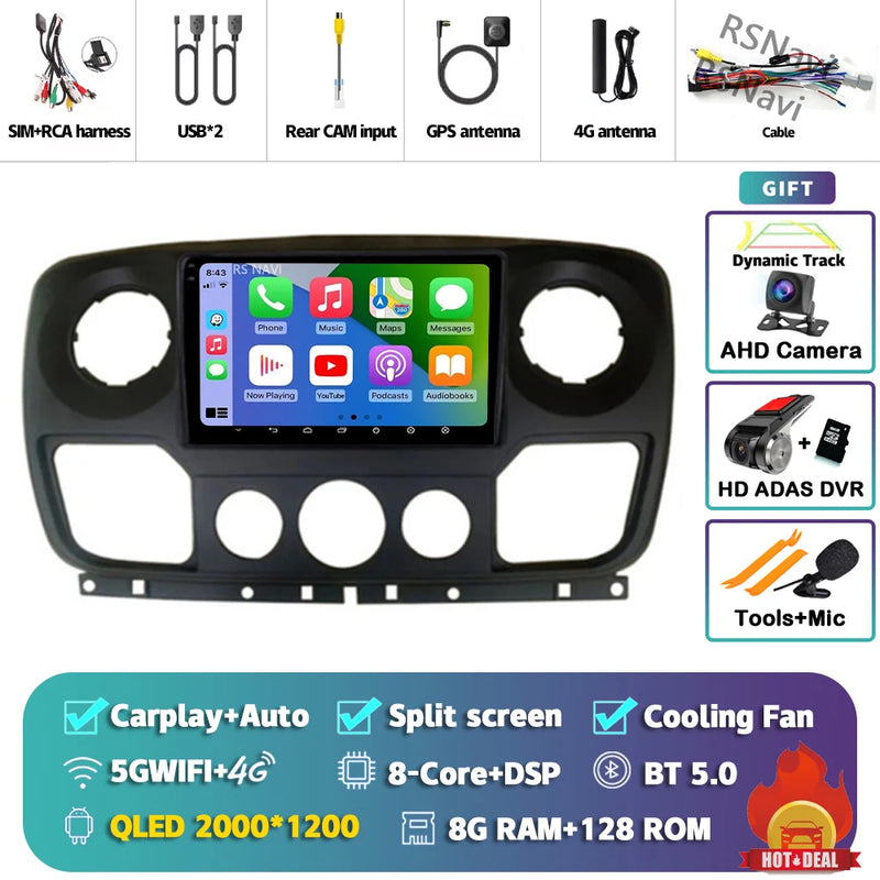 Autoradio CarPlay Renault Master, Nissan NV400 et Opel Movano (2010-2015) – Écran 9 pouces, Android 16, vue 8