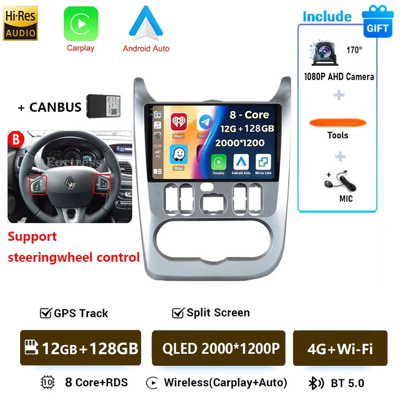 Autoradio CarPlay Dacia Logan 1 et Sandero (2009-2015) – Écran 9 pouces, jusqu'à 12 Go + 128 Go, vue 59