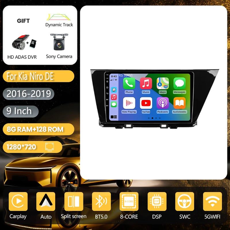 Autoradio CarPlay Kia Niro DE (2016-2019) – Écran 9 pouces, jusqu'à 16 Go + 256 Go, vue 12