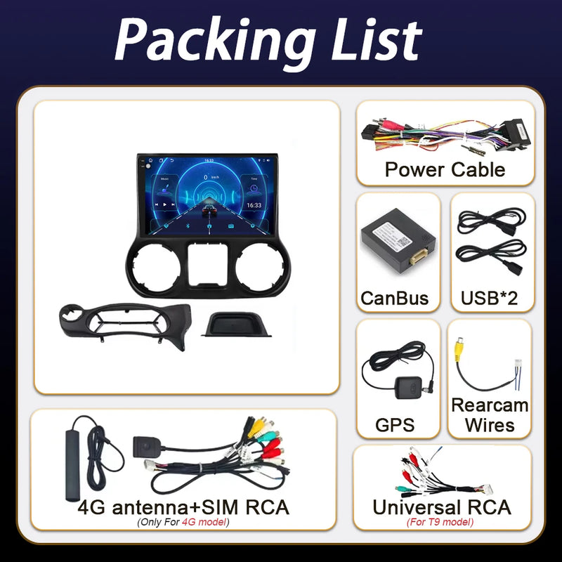 Autoradio CarPlay Jeep Wrangler JK (2011-2018) – Écran 9 pouces sans fil, jusqu'à 12 Go + 256 Go, vue 4