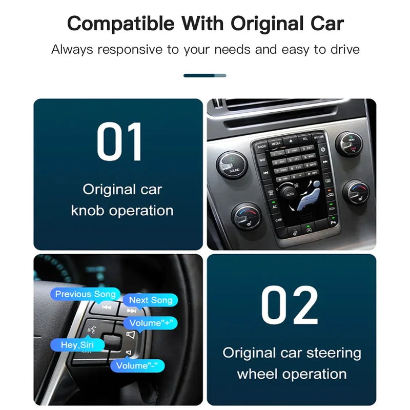Boîtier CarPlay Volvo S60, V40, V60 et XC60 (2015-2018) – Écran d'origine conservé, sans fil, vue 2