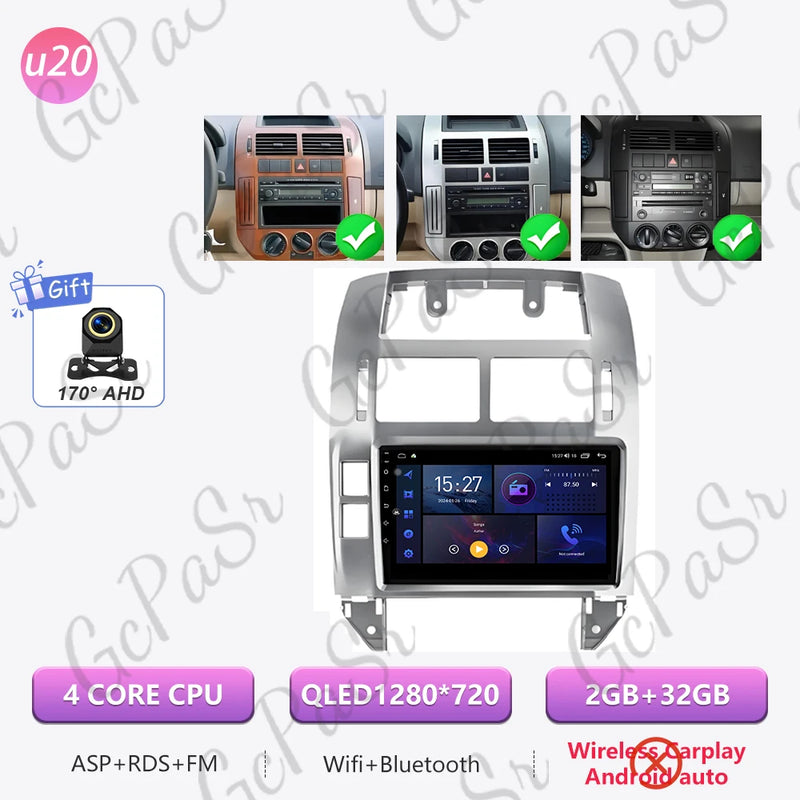 Autoradio CarPlay Volkswagen Polo 4 (2004-2009) – Écran 9 pouces, cadre noir ou argent, vue 33