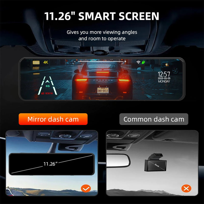 Rétroviseur Caméra 4K Écran Tactile 11,28 Pouces – Caméra Arrière, Wi-Fi 5 GHz, GPS en Option, vue 2