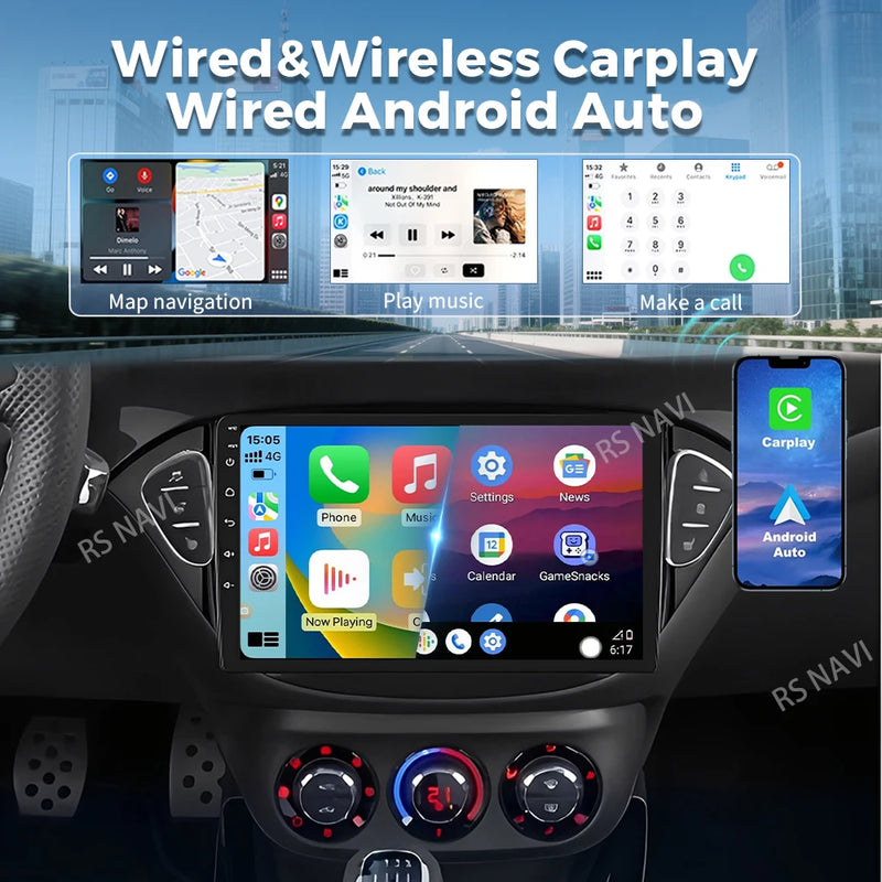 Autoradio CarPlay Opel Corsa E (2014-2019) et Adam (2013-2016) – Écran 9 pouces 2K, jusqu'à 12 Go + 256 Go, vue 4