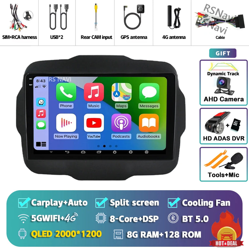 Autoradio CarPlay Jeep Renegade (2016-2020) – Écran 9 pouces, jusqu'à 16 Go + 512 Go, vue 41