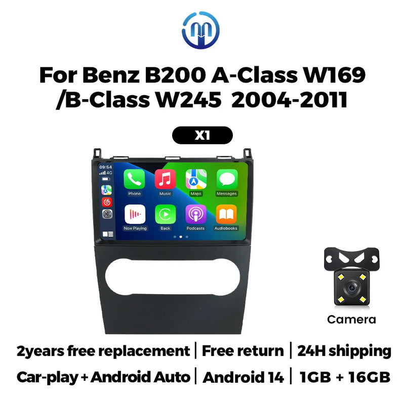 Autoradio CarPlay Mercedes Classe A W169 et Classe B W245 (2004-2011) – Écran 9 pouces, sans fil, vue 10