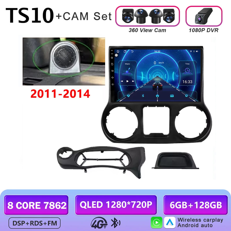 Autoradio CarPlay Jeep Wrangler JK (2011-2018) – Écran 9 pouces sans fil, jusqu'à 12 Go + 256 Go, vue 16