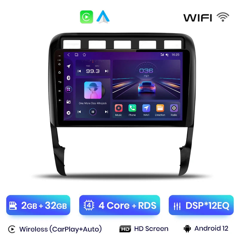 Autoradio Porsche Cayenne 9PA CarPlay – Android 12, 2+32 Go, WiFi + DSP