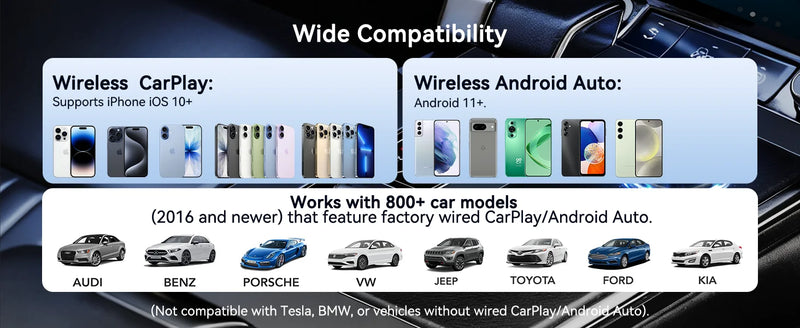 Adaptateur CarPlay Sans Fil USB-C Mini – CarPlay et Android Auto, Wi-Fi 5 GHz, Bluetooth 5.0, vue 11