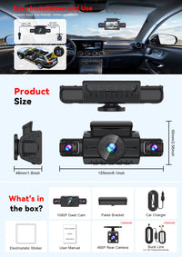 Dashcam 4 Voies Wi-Fi à Écran 3 Pouces – Avant 1080P, Caméras Latérales Infrarouges, vue 18