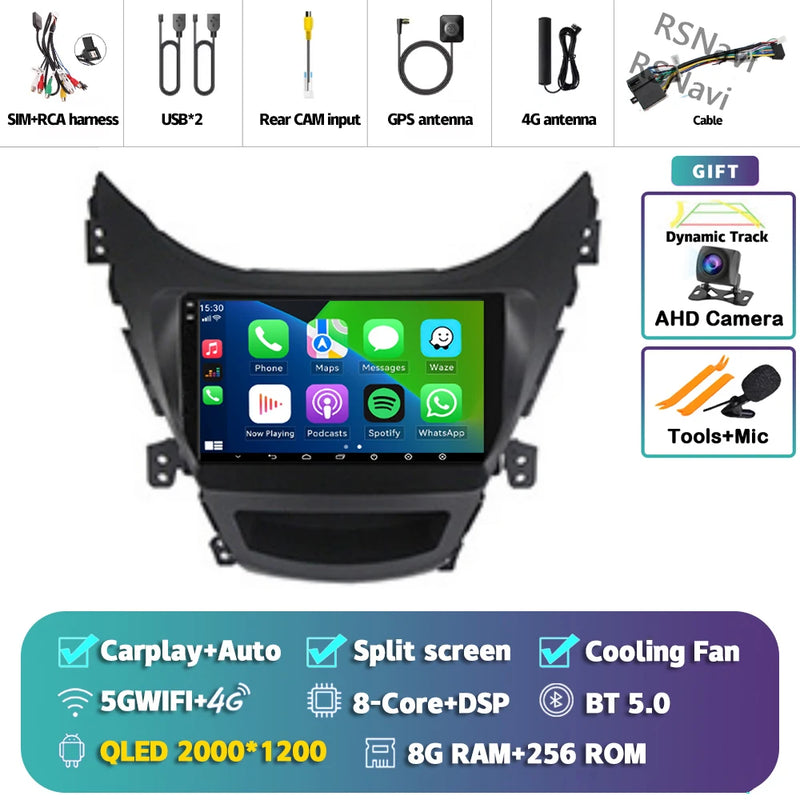 Autoradio CarPlay Hyundai Elantra (2012-2015) – Écran 9 pouces sans fil, jusqu'à 16 Go + 512 Go, vue 48